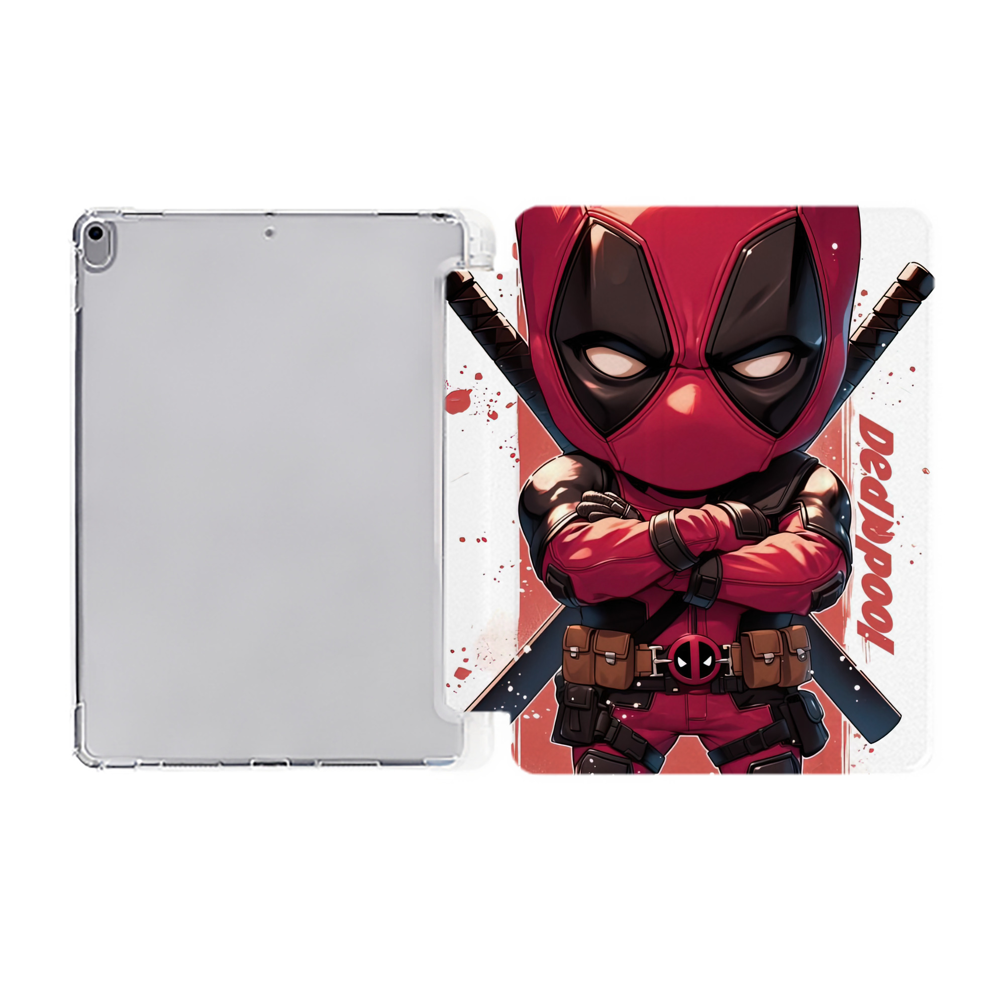 （画像用） Deadpool デッドプール IPad ケース ペン収納付き 三つ折りスタンド PUレザー×シリコン 対応機種9.5/10.5/10.9インチ